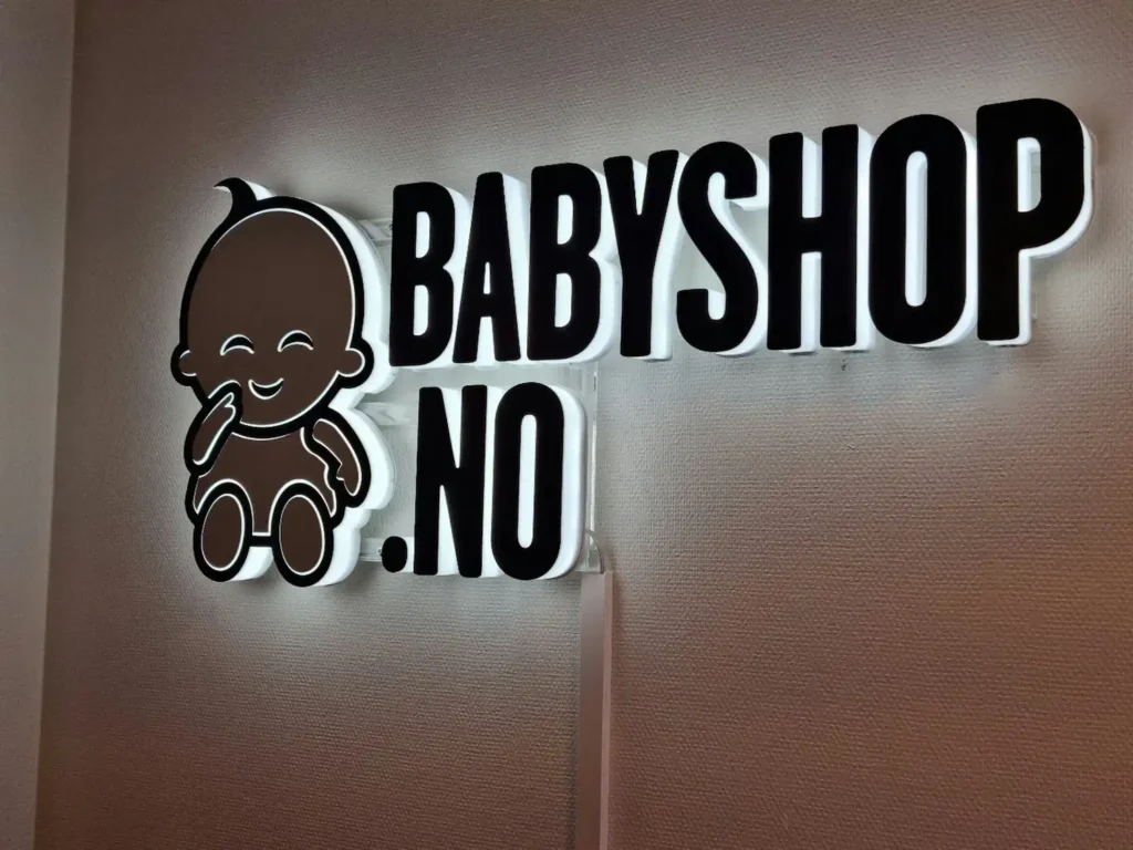 Ljusskylt för Babayshop